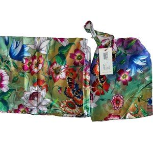 Johnny Was Decklyn Pillowcase Silk Butterfly Floral Green New